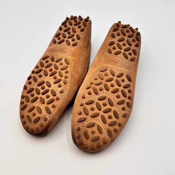 Salvatore Ferragamo Gancini Suede Driving Loafers Tan Gold - Picture 4 of 9